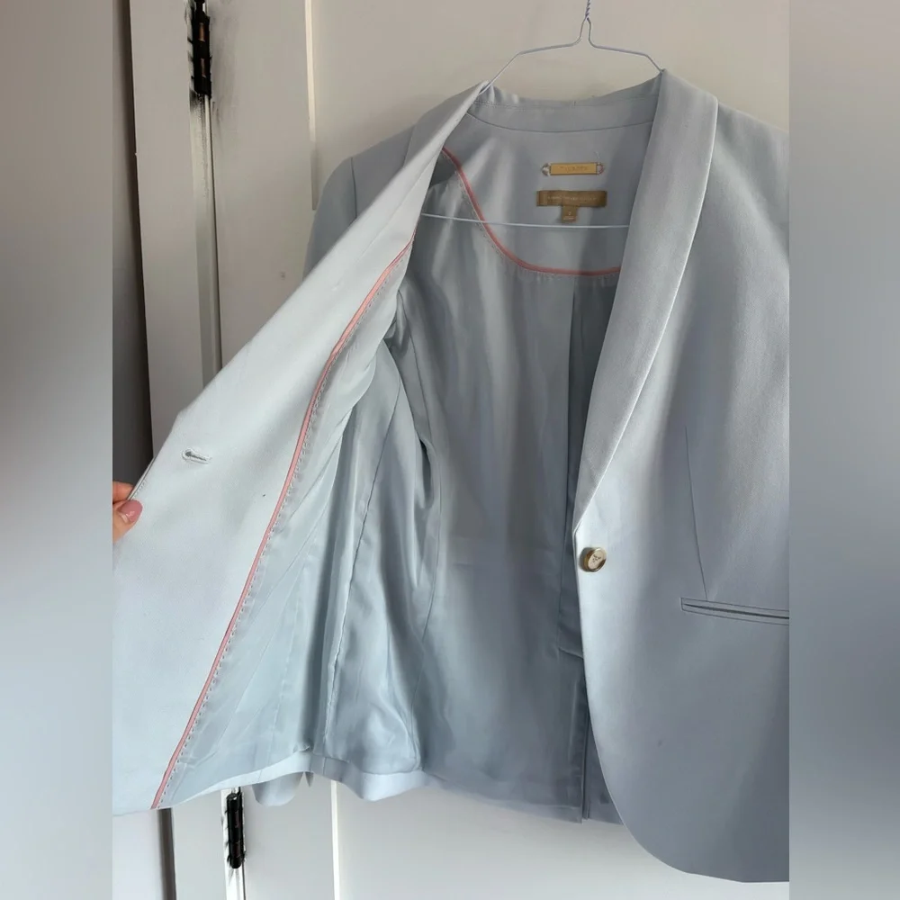 Talbots Italian luxe double cloth single button baby blue blazer size 2 - Picture 8 of 13